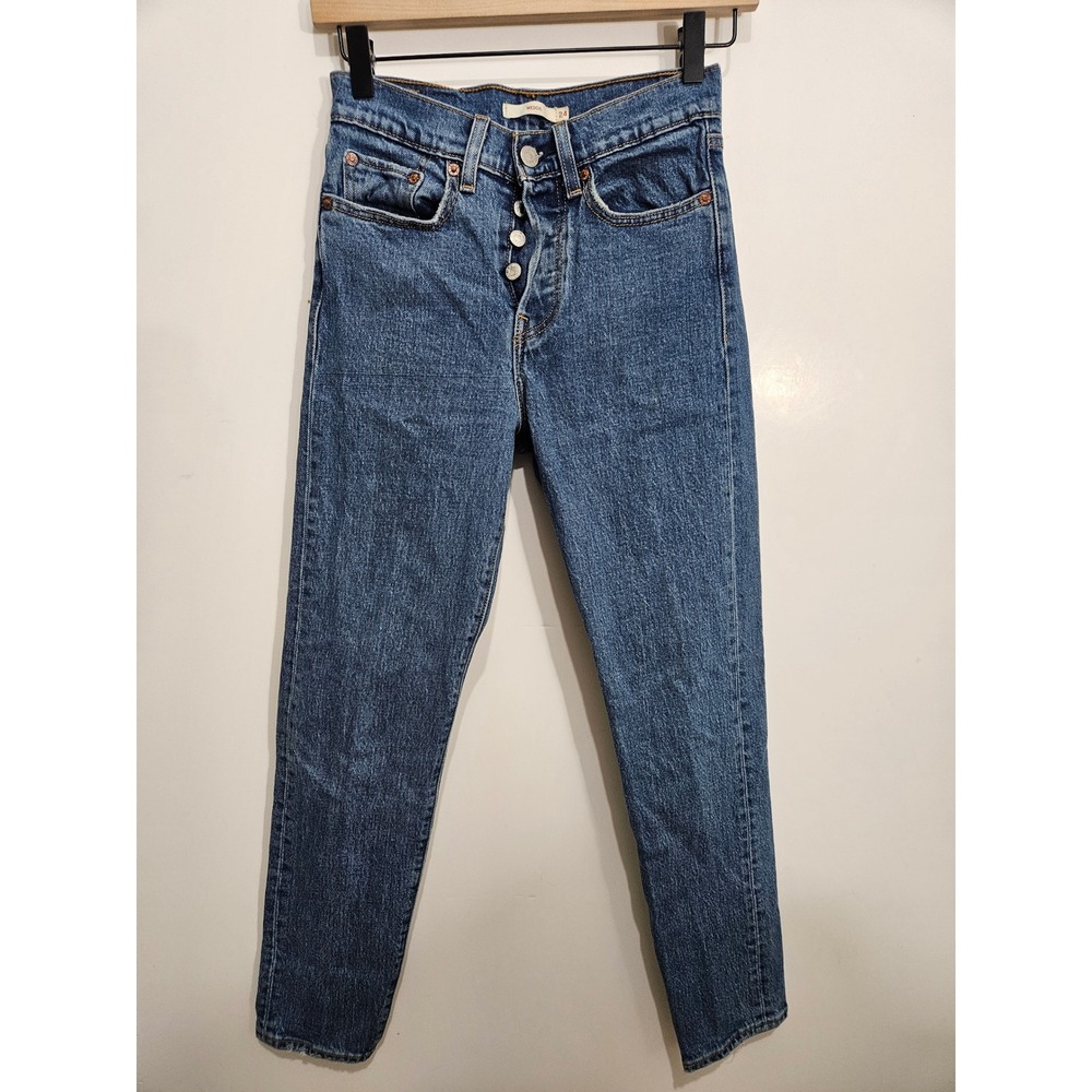 Levis Wedgie Straight High Rise Button Fly Blue Jeans Size 24